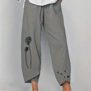 Boho Dandelion Harem High Waist Cropped Pants
